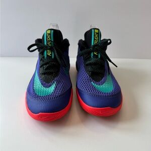 Nike Future Flight Basketball Kids Purple and Teal Sneakers with Red Accents